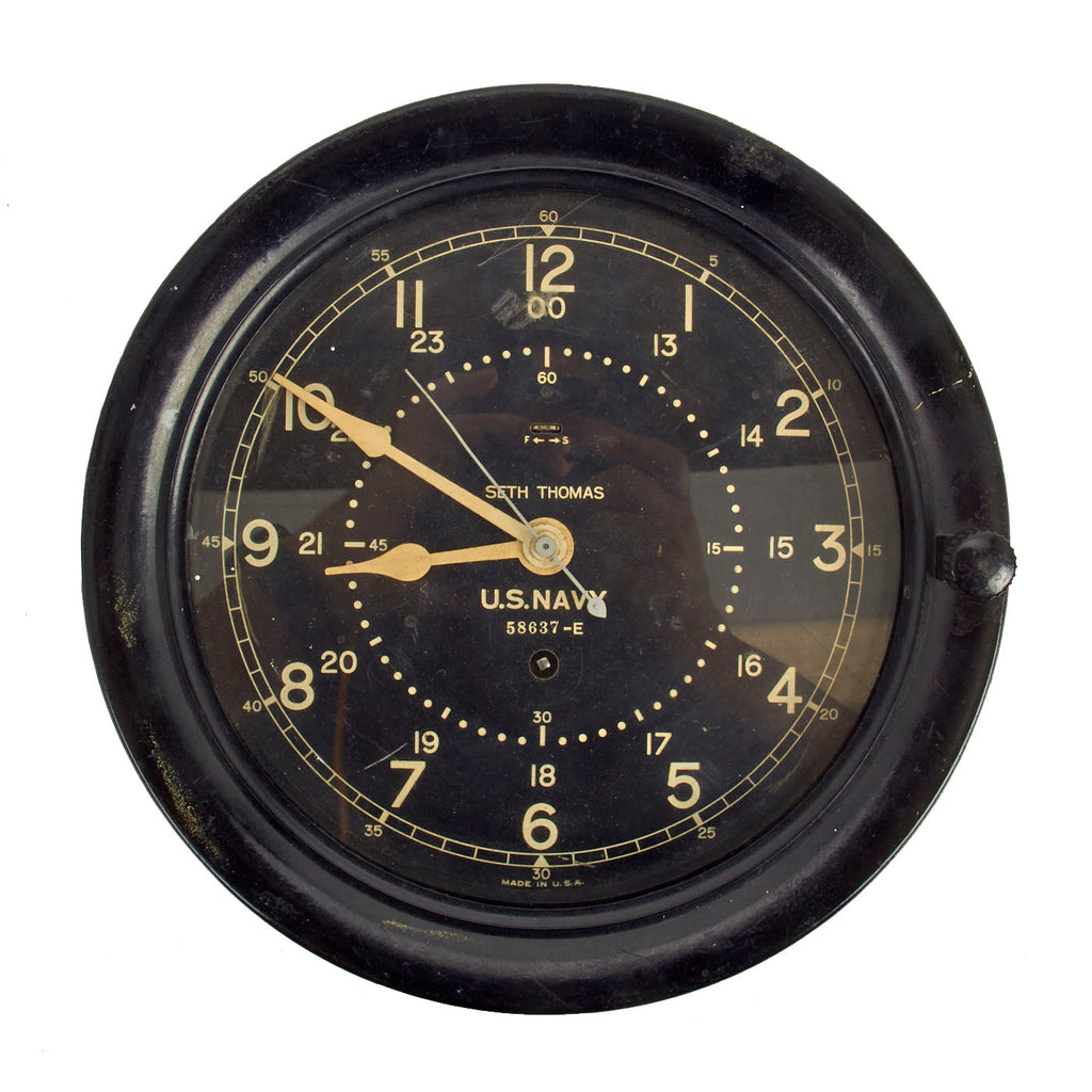 Original U.S. WWII US Navy 24 Hour Ship’s Clock by the Seth Thomas Clock Company Dated June 1944 - Functional Original Items