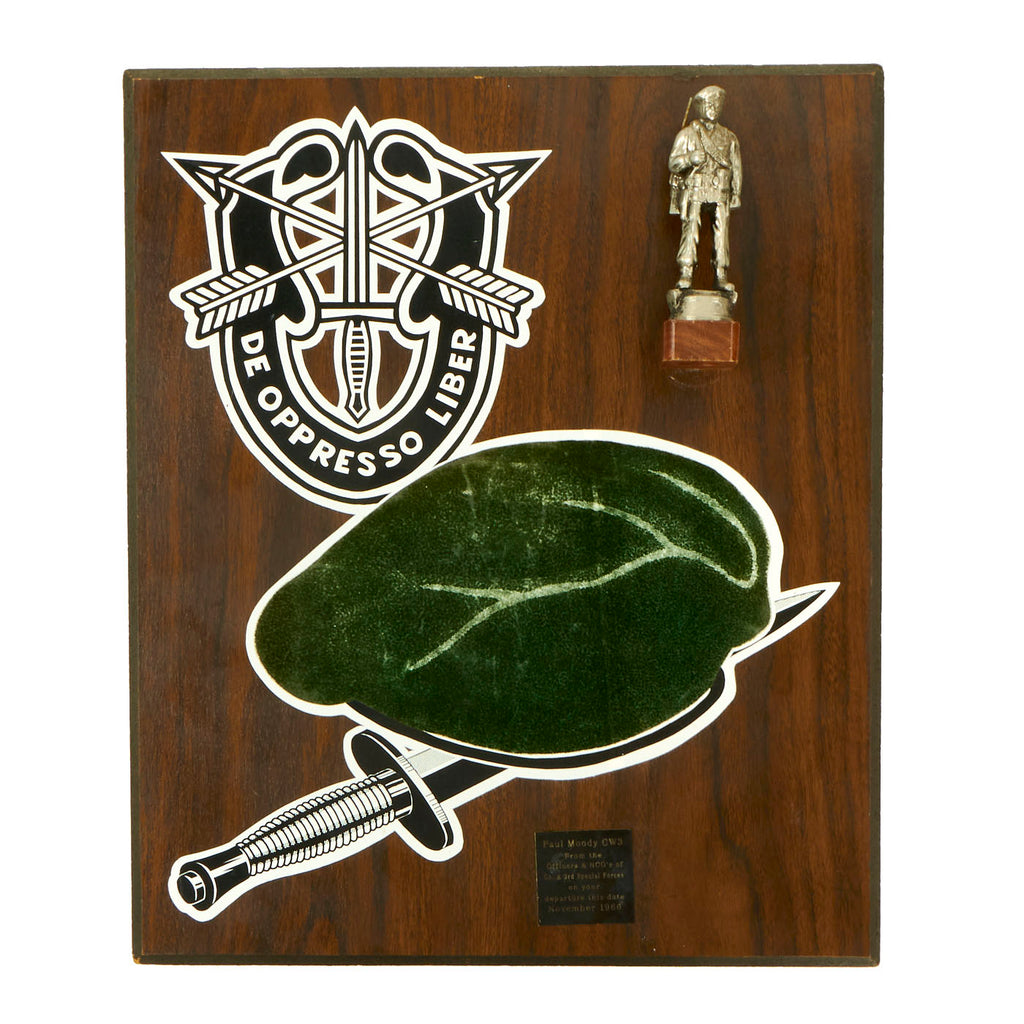 Original U.S. Vietnam War Special Forces Large Award Plaque Presented from the 3rd Special Forces Group- Dated 1966 Original Items