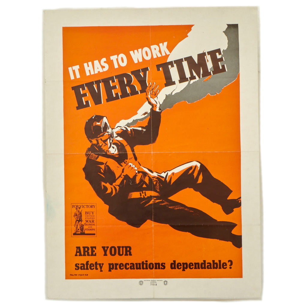 Original U.S. WWII National Safety Council Poster “It Has To Work Every Time” - 17” x 23” Original Items