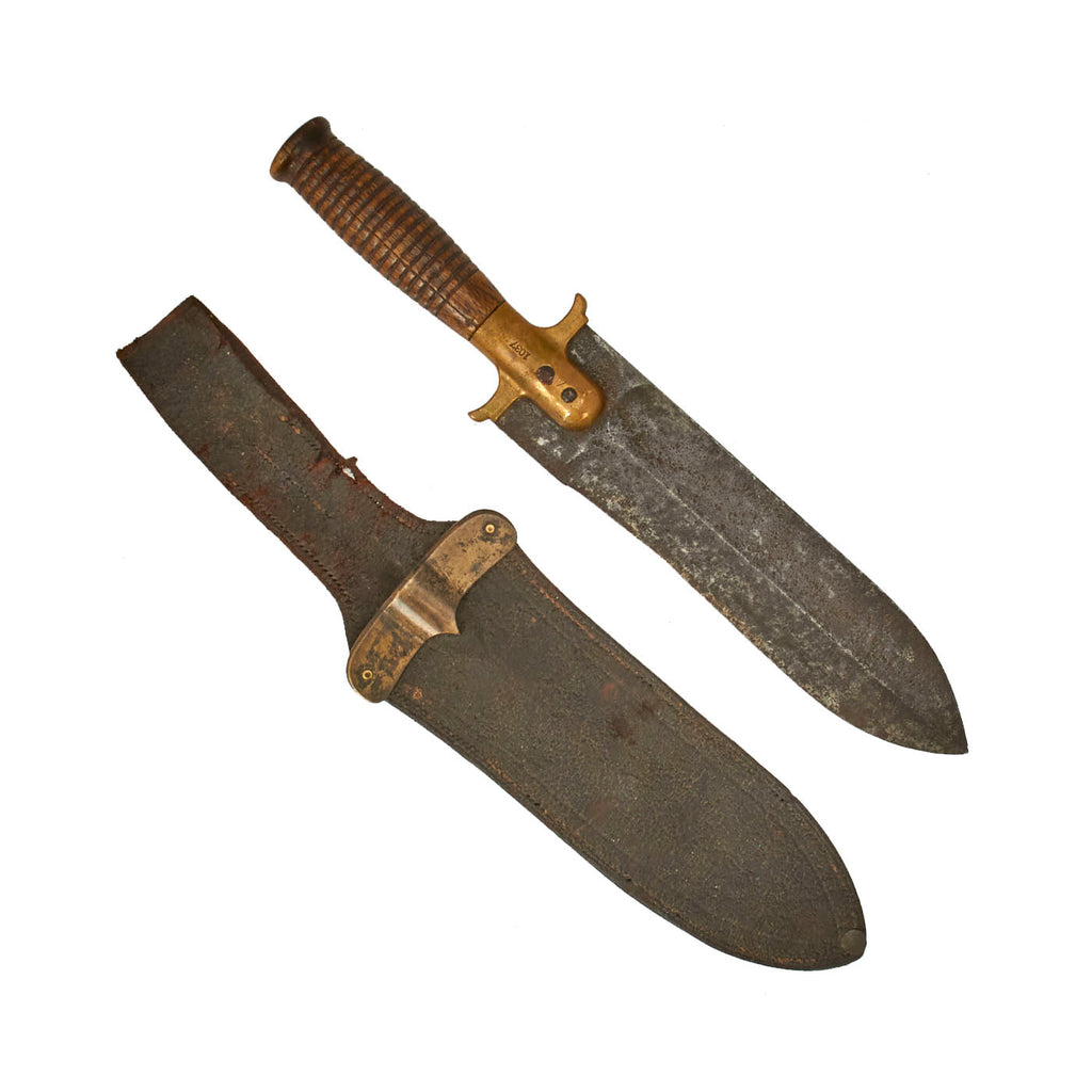 Original U.S. Spanish-American War Era Army Model 1880 Hunting Knife with Leather Sheath Original Items