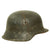 Original German WWII M42 Army Heer No Decal Helmet with Faded Whitewash Camouflage - stamped CKL64 Original Items