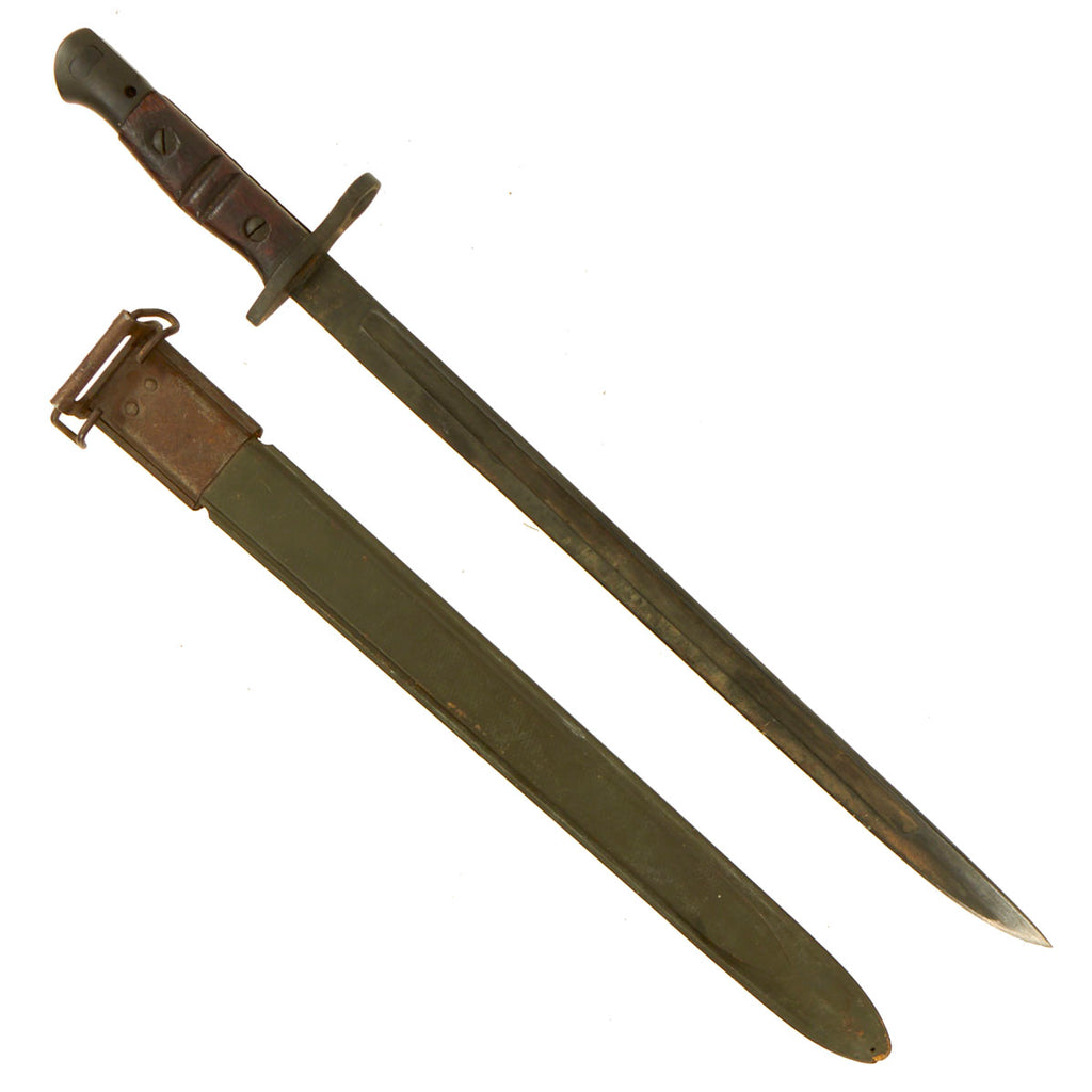 Original U.S. WWI M1917 Enfield Rifle Bayonet by Remington with WWII Fiberglass Scabbard for Trench Shotgun Original Items