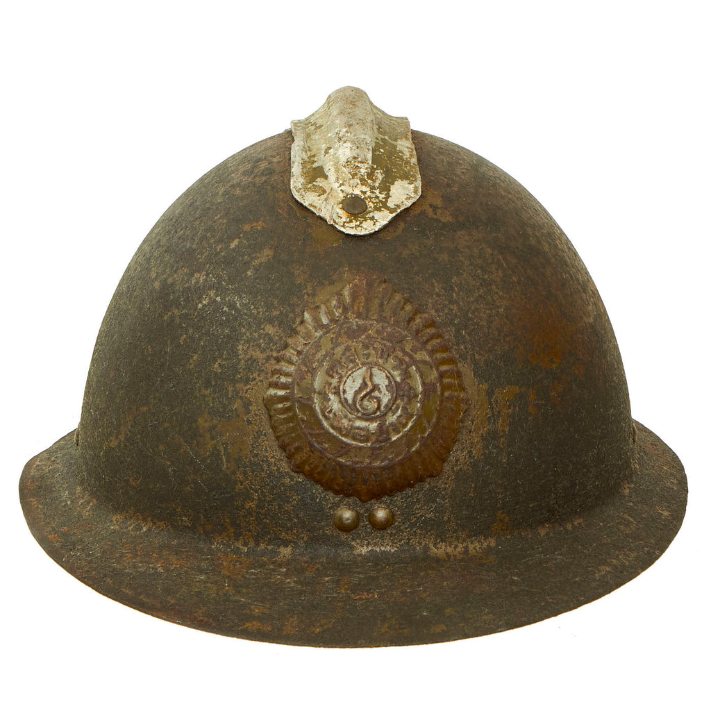 Original Thailand WWII French Model 1926 Adrian Helmet With Siam Badge Original Items