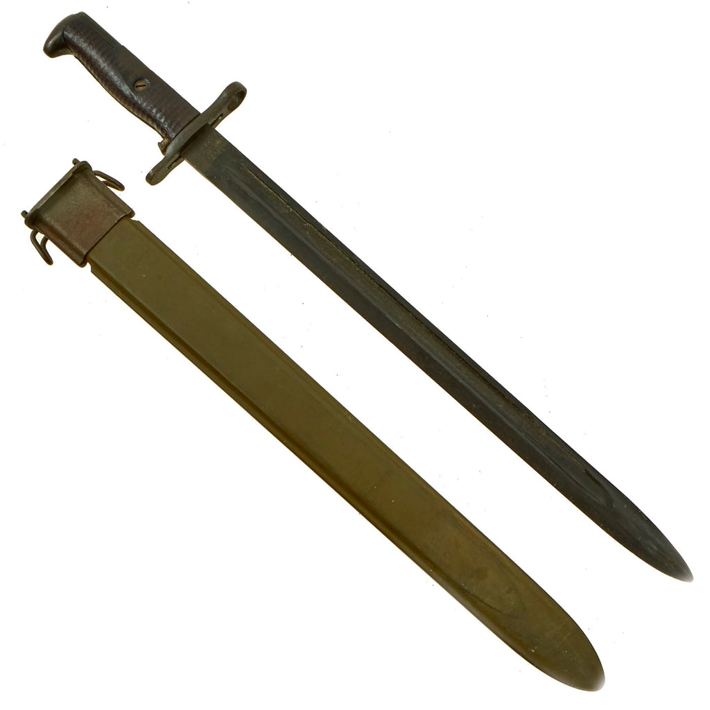 Original U.S. WWI & WWII M1905 Springfield 16" Rifle Bayonet by Rock Island Arsenal with WWII M3 Scabbard - dated 1918 Original Items