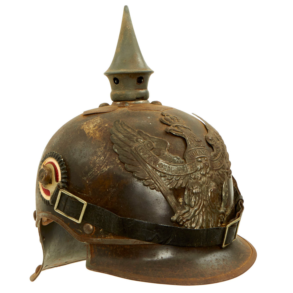 Original Imperial German WWI Prussian M1915 Line Kürassier Lobster Tail Pickelhaube Helmet - Dated 1916 Original Items