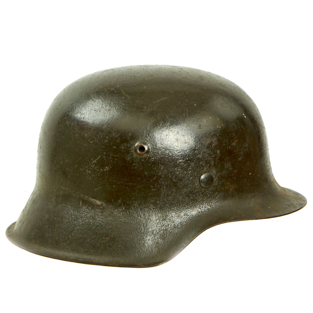 Original German WWII M42 Army Heer No Decal Complete Helmet with Provenance Tag - Stamped hkp64 Original Items