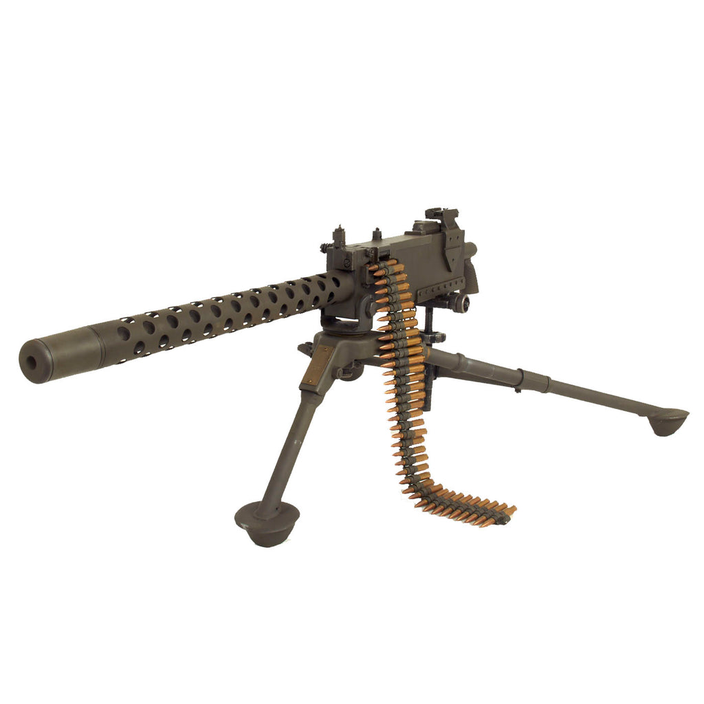 Original U.S. WWII Browning .30 Caliber M1919A4 Display Machine Gun with Complete Original Tripod & Inert Ammo Original Items