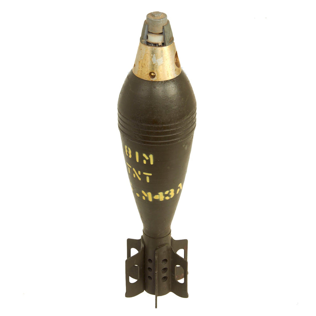 Original U.S. WWII INERT 81mm M43A1 HE Mortar Round With Aluminum M52 PDF Fuze Original Items