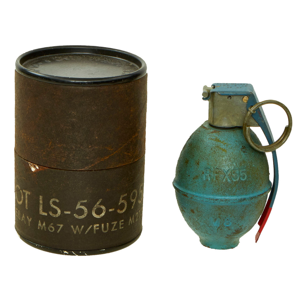 Original U.S. Vietnam War Inert M30 Practice Grenade With M205A2 Fuze and Pin - M26 “Blue Body” Original Items