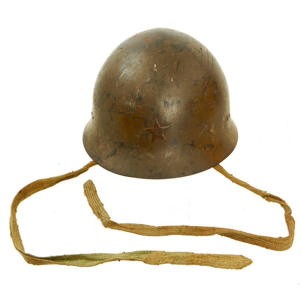 Original Japanese WWII Type 90 Army Helmet with Complete Liner and Chinstrap - Tetsubo Original Items