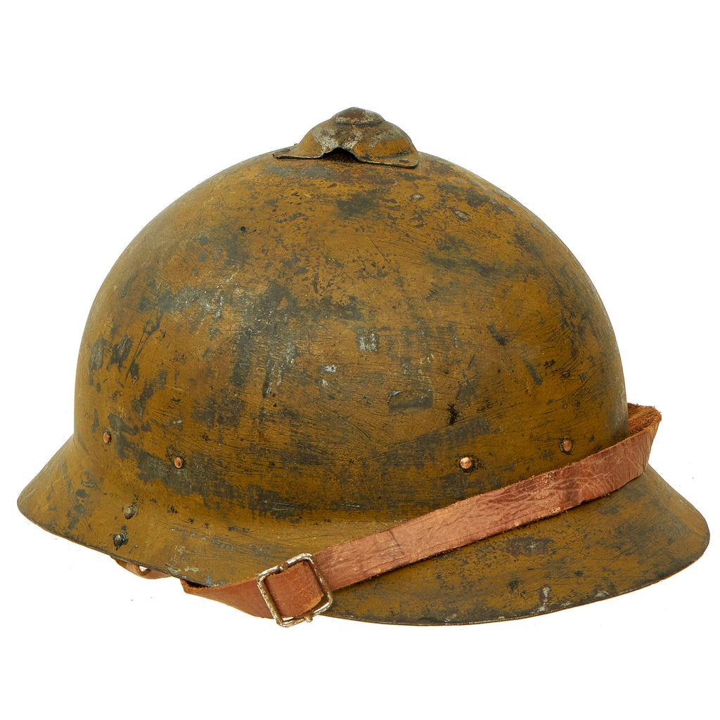 Original Soviet WWI Era M17 WWII Finnish Reissue Sohlberg Infantry Helmet with Doeskin Liner & Chinstrap Original Items