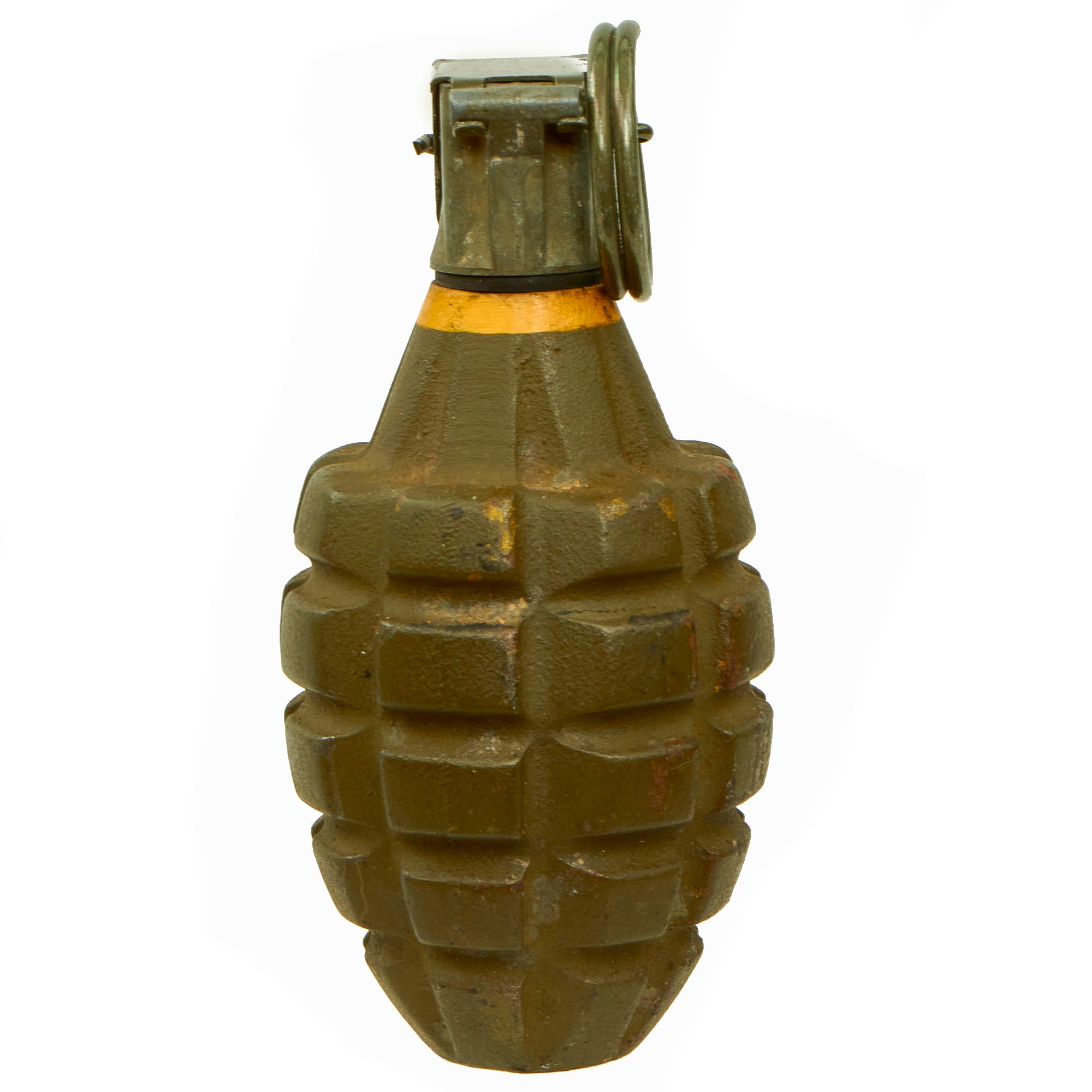 Original U.S. WWII Inert MkII Pineapple Grenade with Yellow Ring 