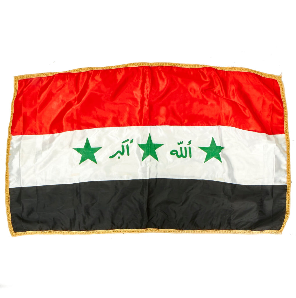 Original Operation Iraqi Freedom Flag of Iraq With Gold Trim Border - 37” x 22” Original Items