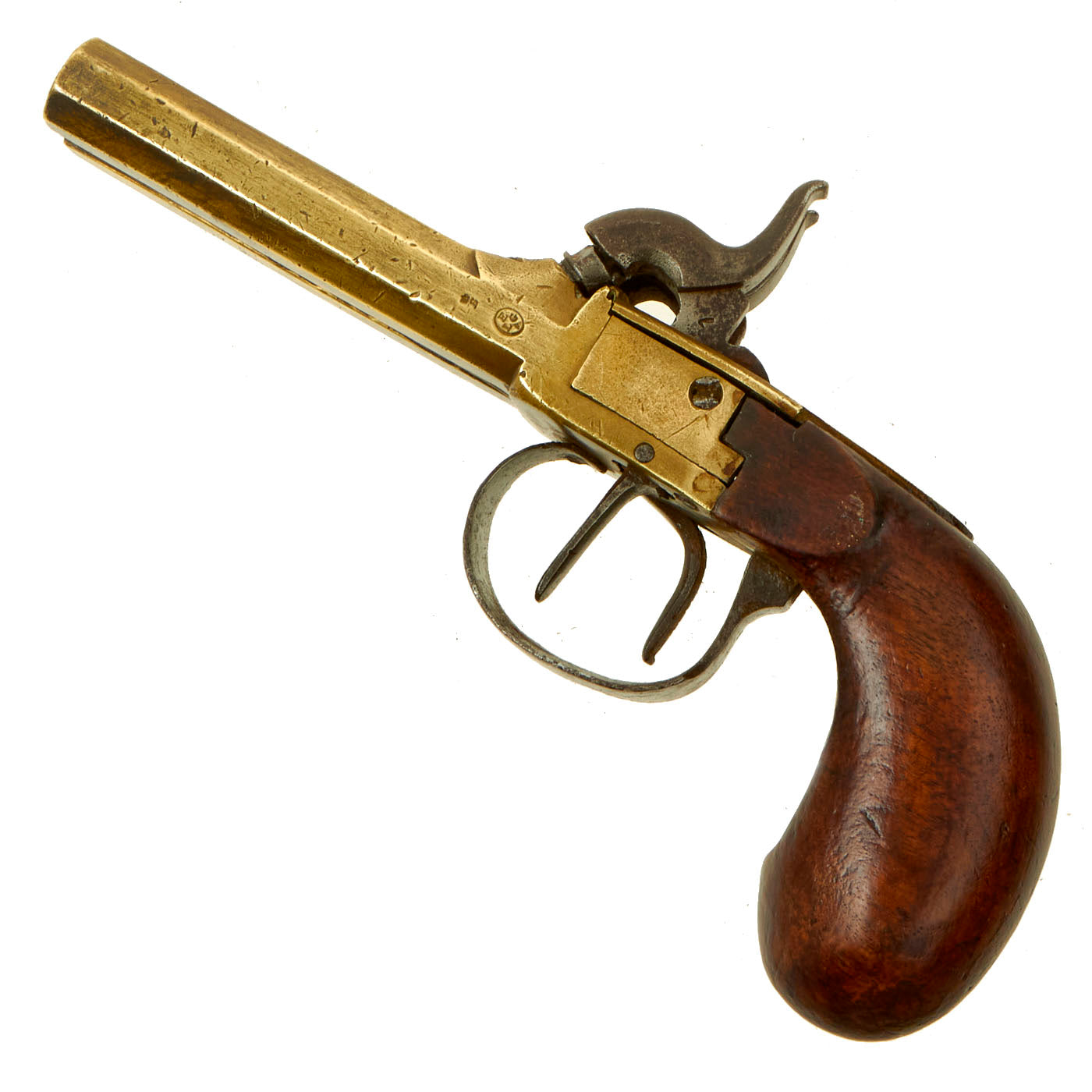 Belgian Percussion Boot Pistol With Octagonal Cannon-Style Brass