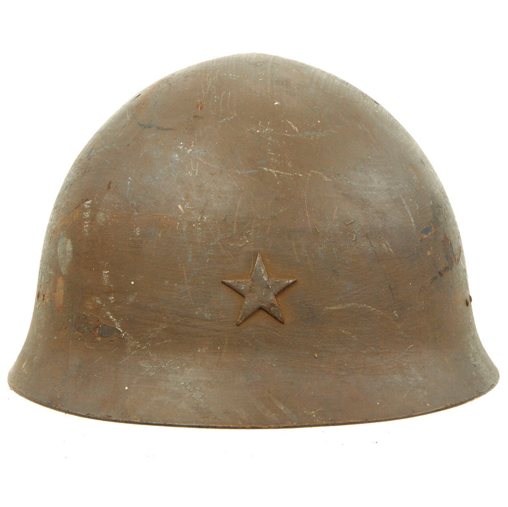 Original Japanese WWII Type 92 Army Helmet with Damaged Liner and Chinstrap - Tetsubo Original Items