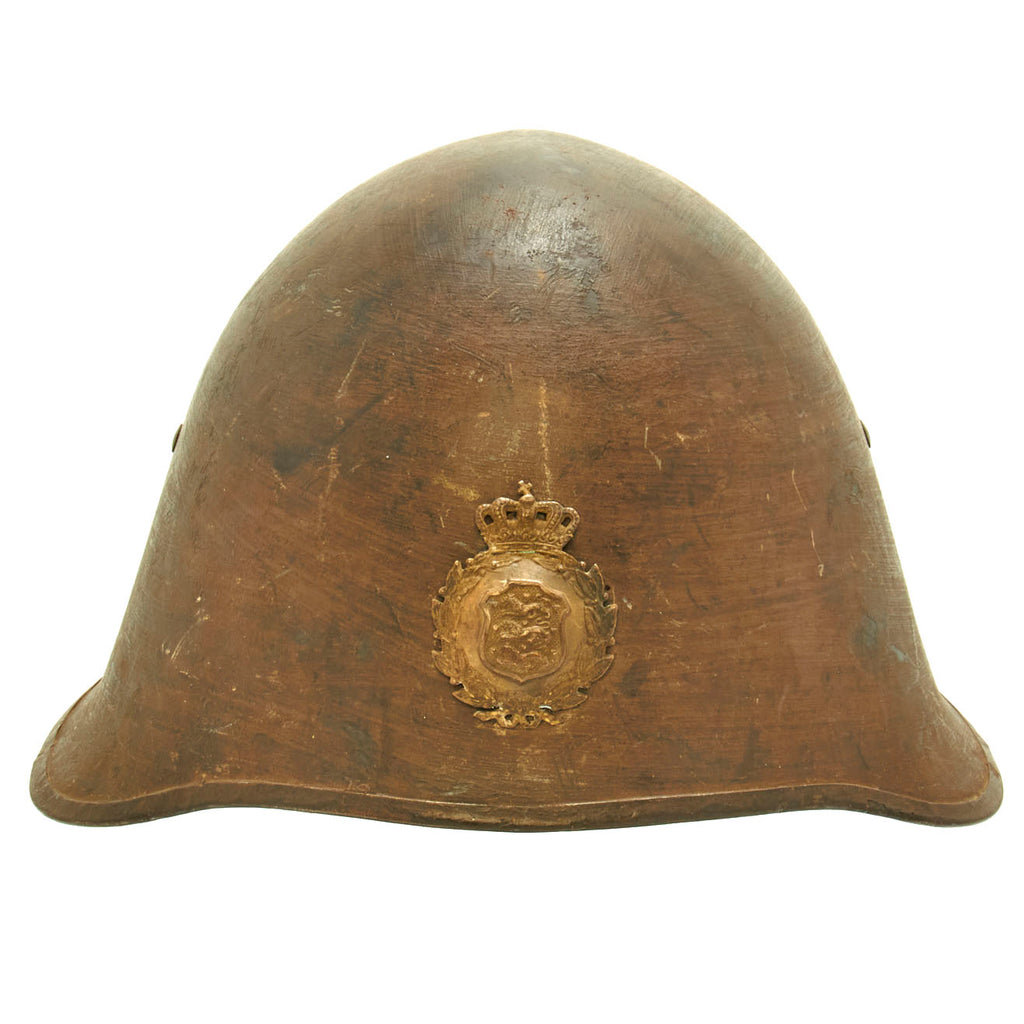 Original Danish WWI Model 1923 Steel Army Helmet with Helmet Badge Original Items