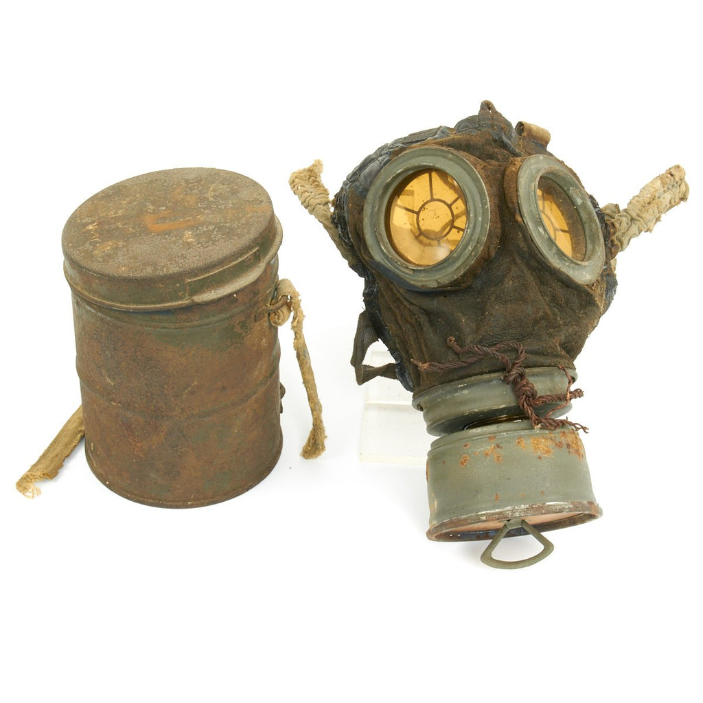 Original Imperial German WWII Gas Mask with Can - Dated August 1918 Original Items