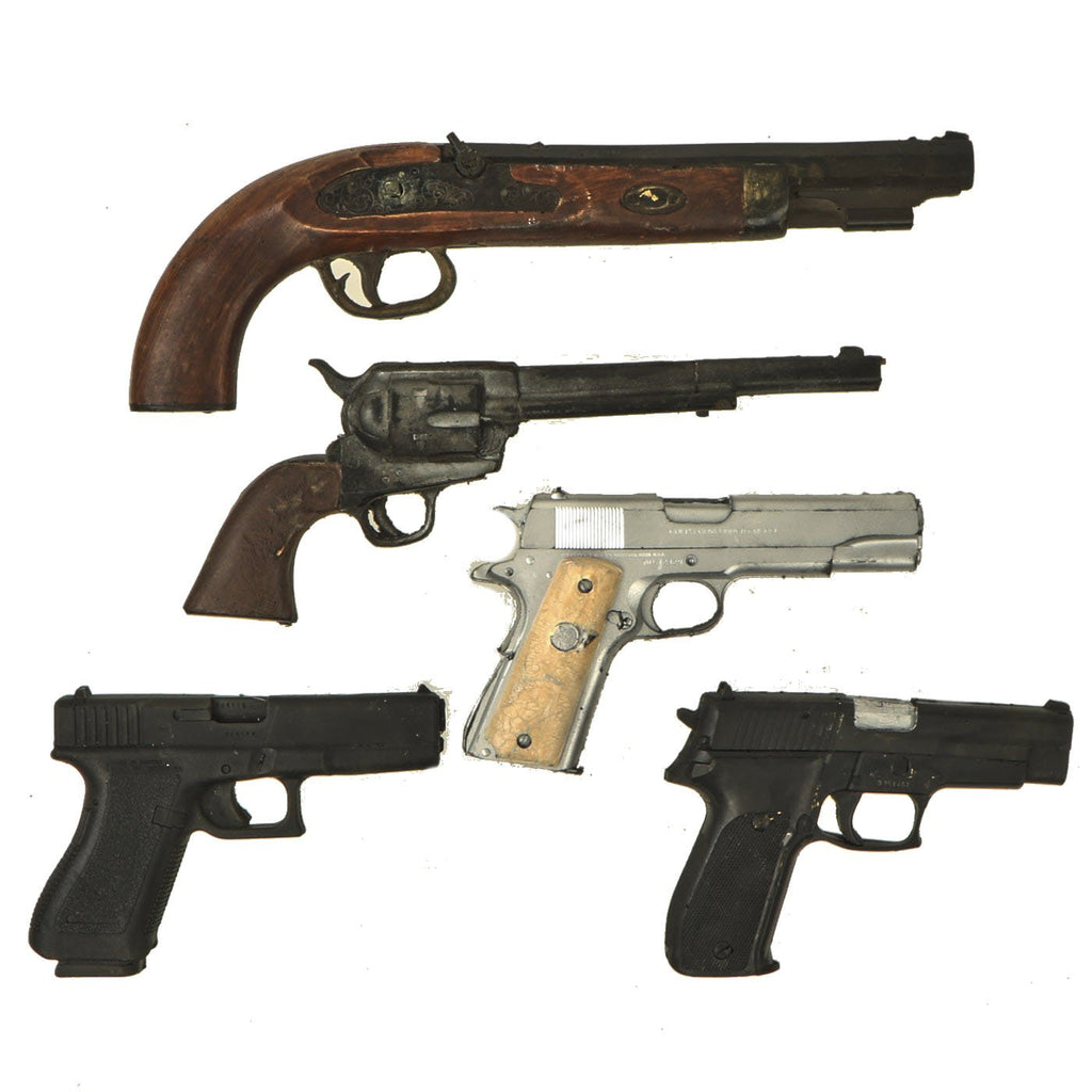 Original Rubber Hollyowood Film Pistols from Ellis Props & Graphics - Set of Five Original Items