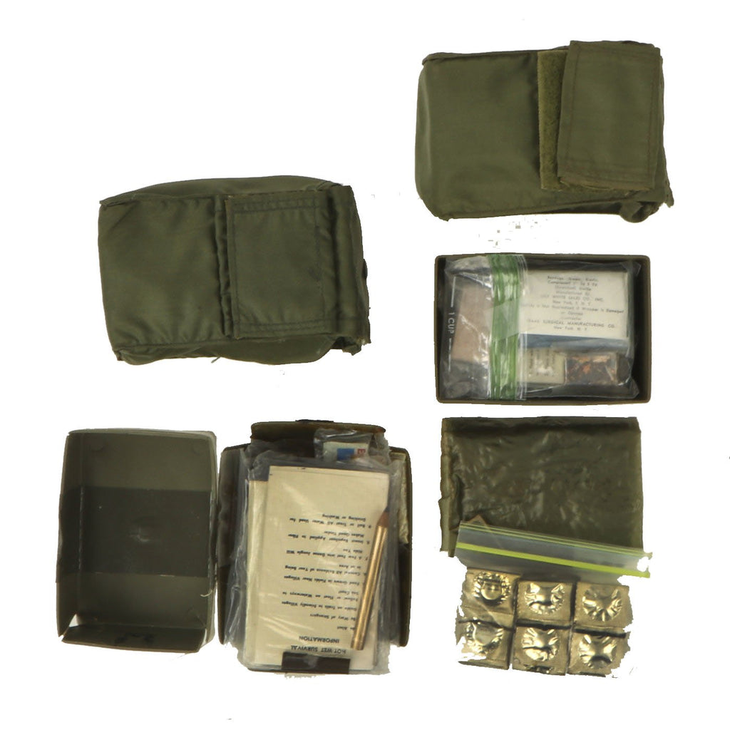 Original Pair of U.S. Vietnam War Special Forces Hot / Wet Individual Survival First Aid Kits in Pouches Original Items