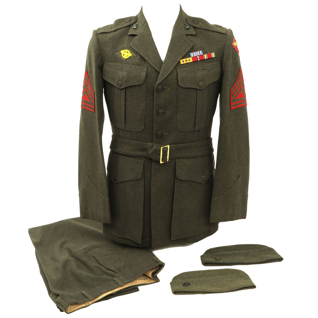 Original U.S. WWII USMC Named 4th Marine Aircraft Wing Uniform - Sergeant  David Meckel