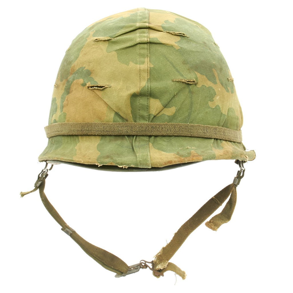 Original U.S. WWII Vietnam War M1 Helmet with USMC Reversible Camouflage Cover Original Items