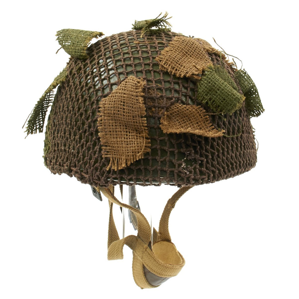 Original WWII British MKII Paratrooper Helmet with Net and Scrim