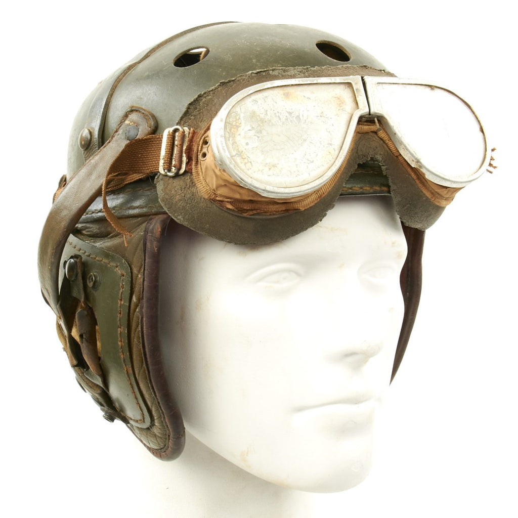 Original U.S. WWII M38 Tanker Helmet by Wilson Athletic Goods with Resistal Goggles Original Items