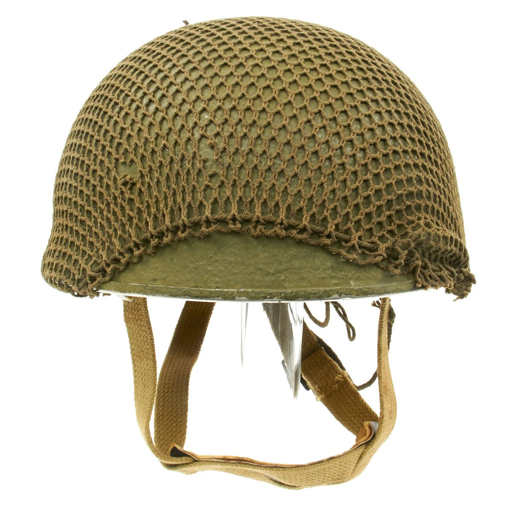 Original WWII British - Canadian MKIII Refurbished Paratrooper Helmet with Net Original Items