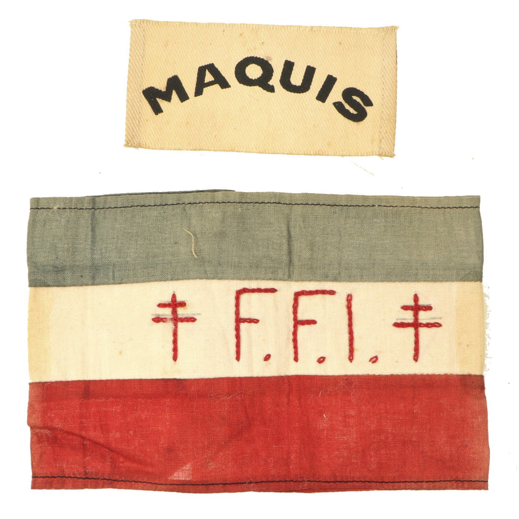 Original WWII Free French Resistance FFI Armband with Maquis Guerilla Patch Original Items