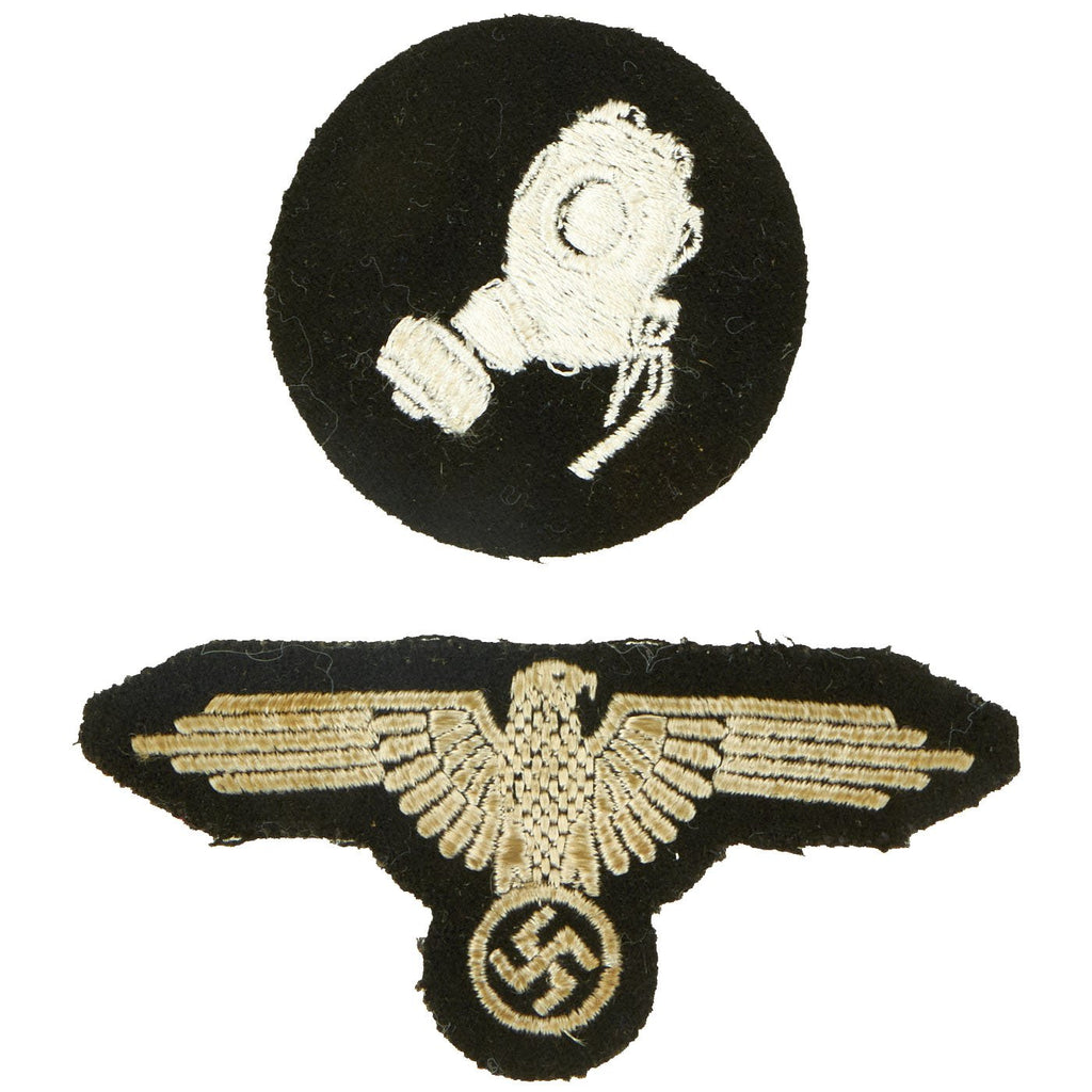 Original German WWII SS Embroidered Insignia Set - Reichsadler & Gas Protection Specialist - Schutzstaffel Original Items