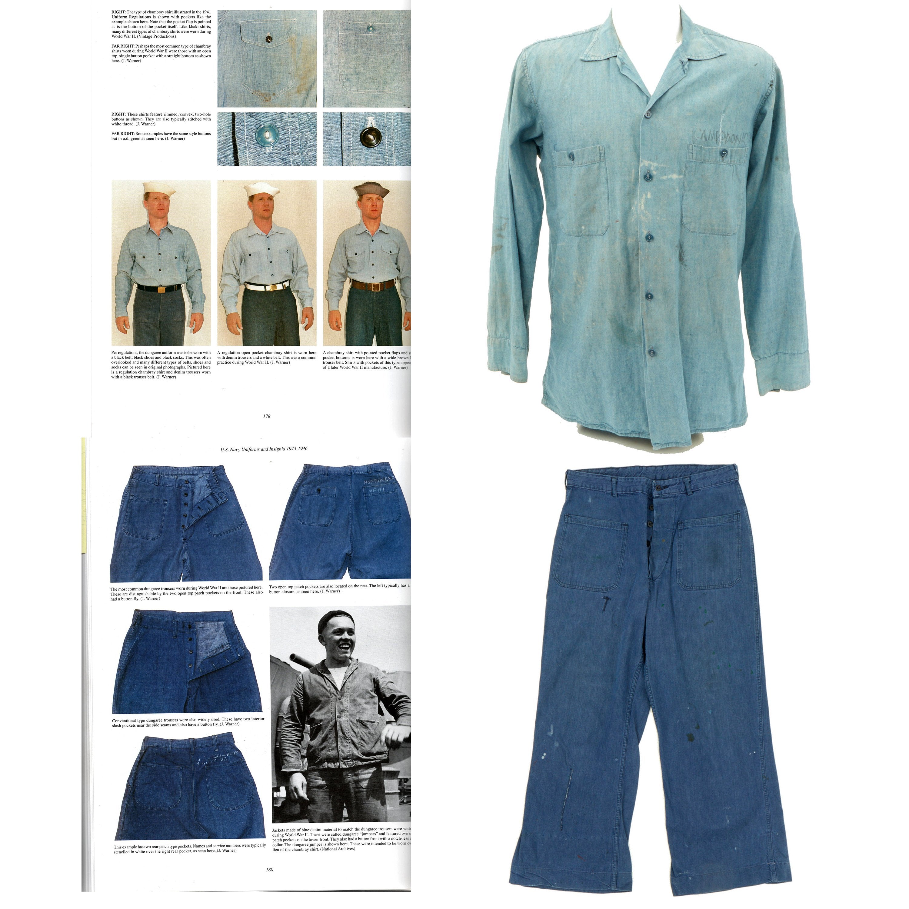 Original U.S. WWII Navy Dungaree Trousers and Chambray Shirt - As Seen in  Book