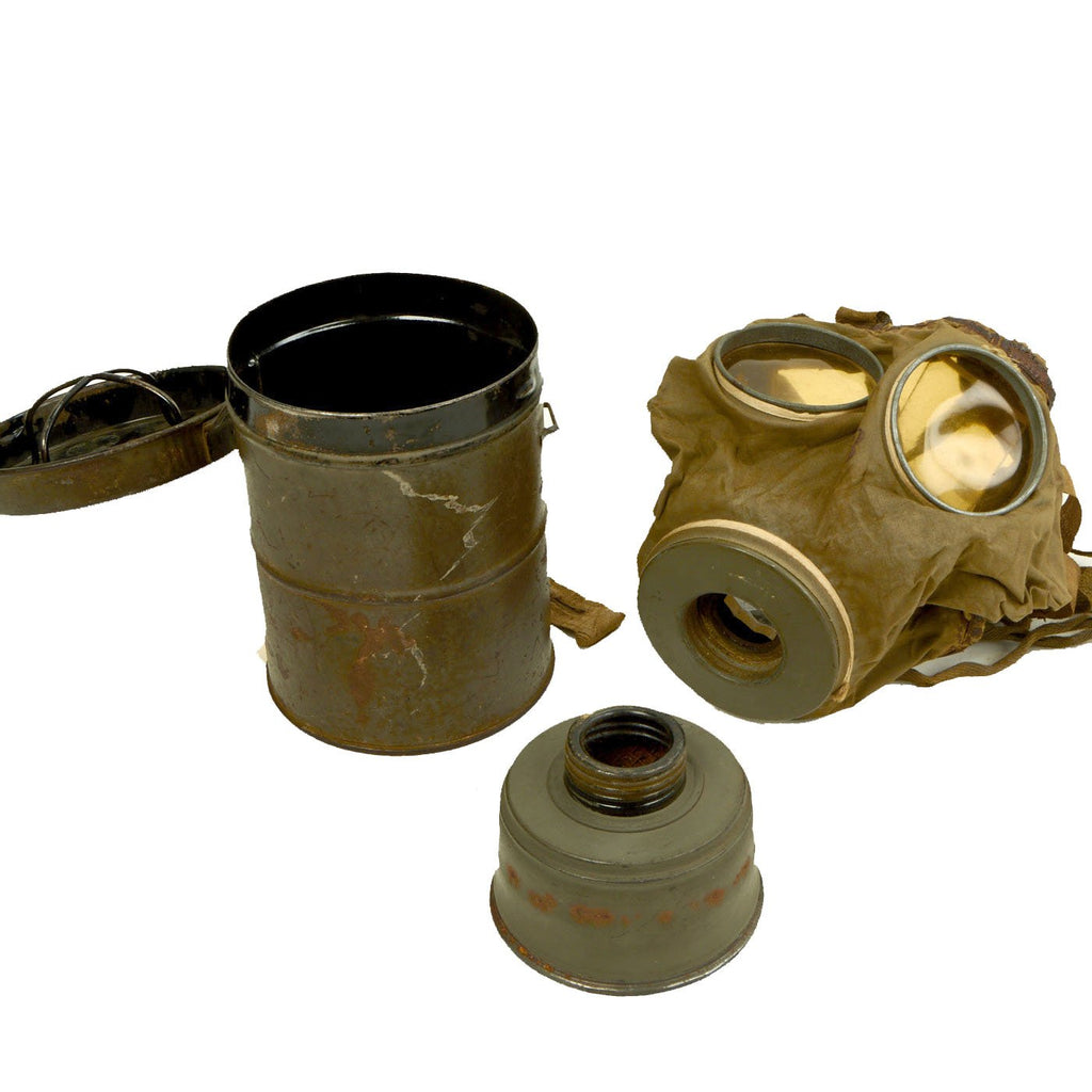 Original Imperial German WWI Gummimaske GM-15 Rubberized Gas Mask with 1918 Dated Filter & Can Original Items