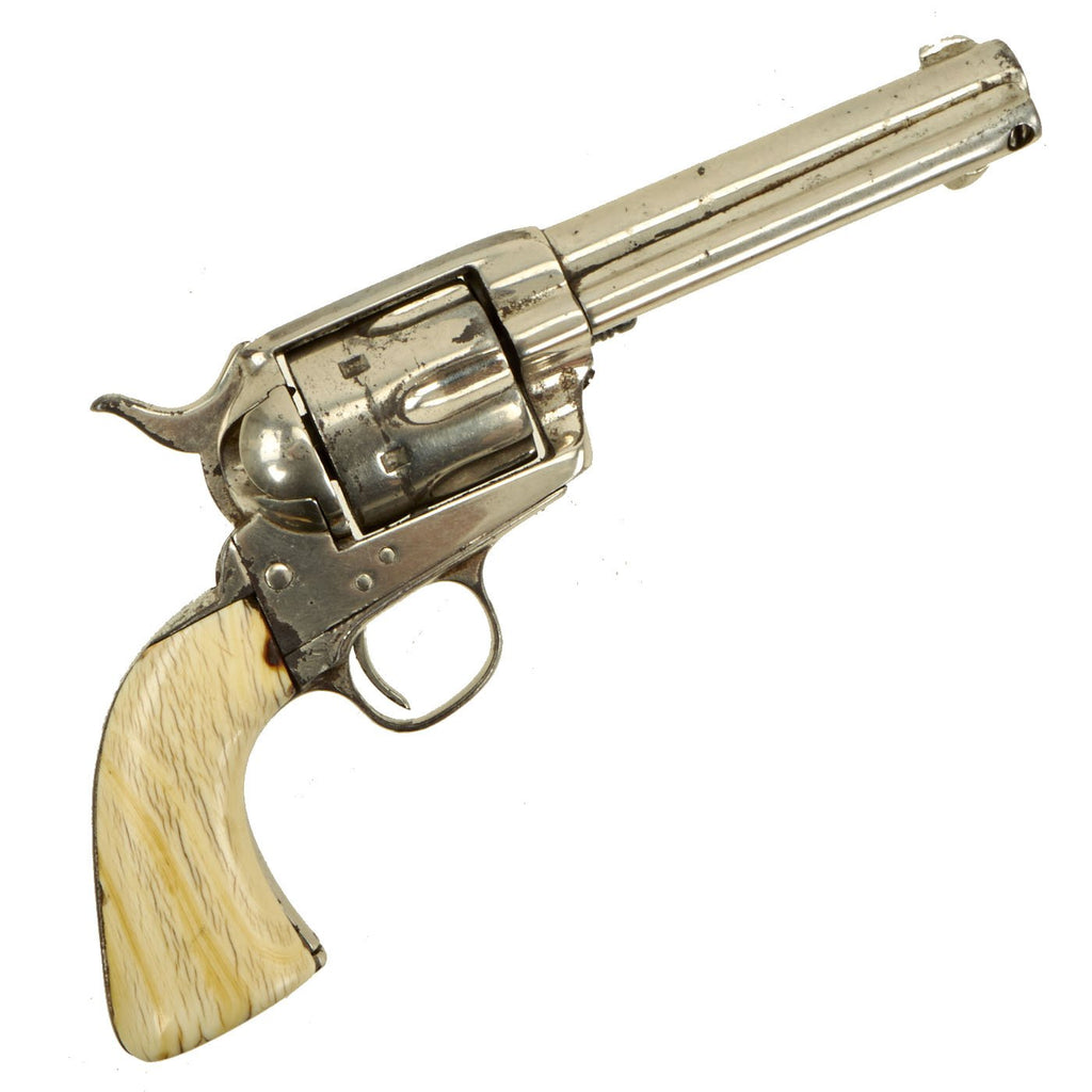 Original U.S. 1882 Colt Nickel Plated Frontier Six Shooter .44-40 Revolver with 4 3/4" Barrel, Ivory Grips, & Factory Letter - Serial 79132 Original Items