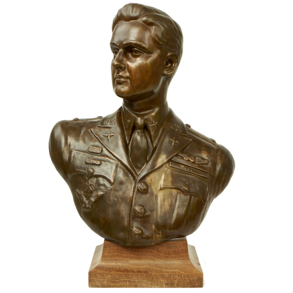 Original U.S. WWII 1945 Dated Army Air Corps Officer Bronze Bust by Hungarian Sculptor Original Items