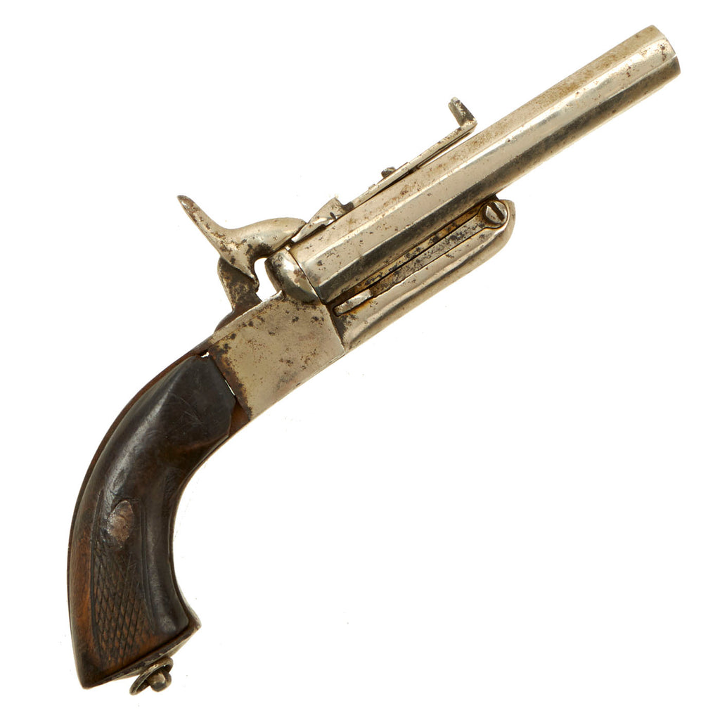 Original U.S. Civil War Era French Style 15mm Pinfire Double Barrel Pistol with Hidden Triggers - circa 1855 Original Items