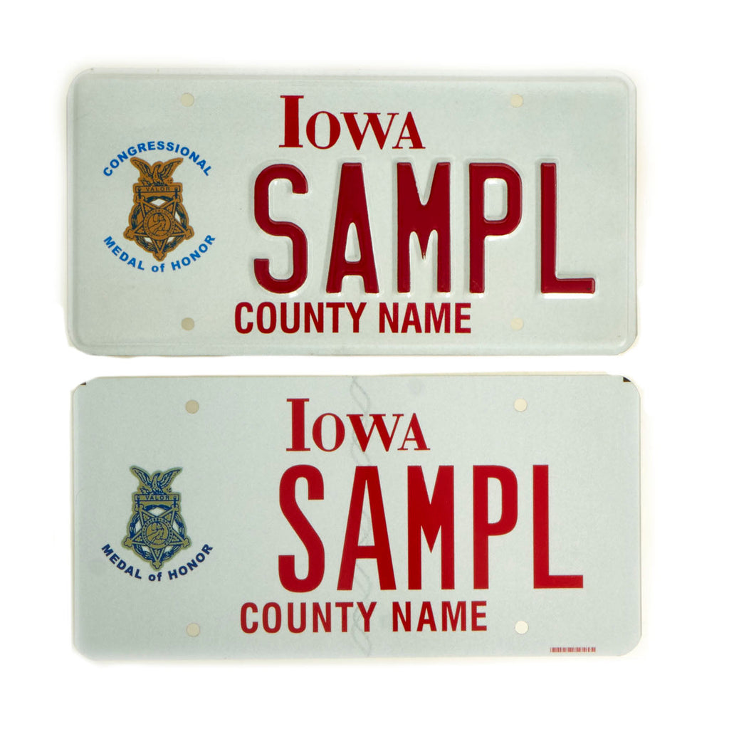 Original U.S. 21st Century Medal of Honor Recipient Iowa Sample License Plates - 2 Items Original Items