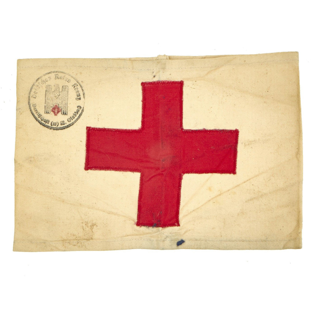 Original German WWII DRK Red Cross Medic Armband with Issue Stamps  - Deutsches Rotes Kreuz Original Items