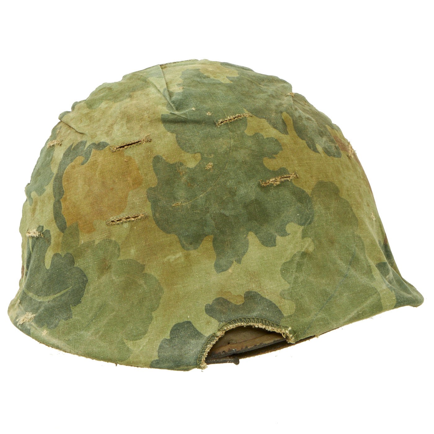 Original U.S. Vietnam M1 Helmet with USMC Camo Cover, Dog Tag