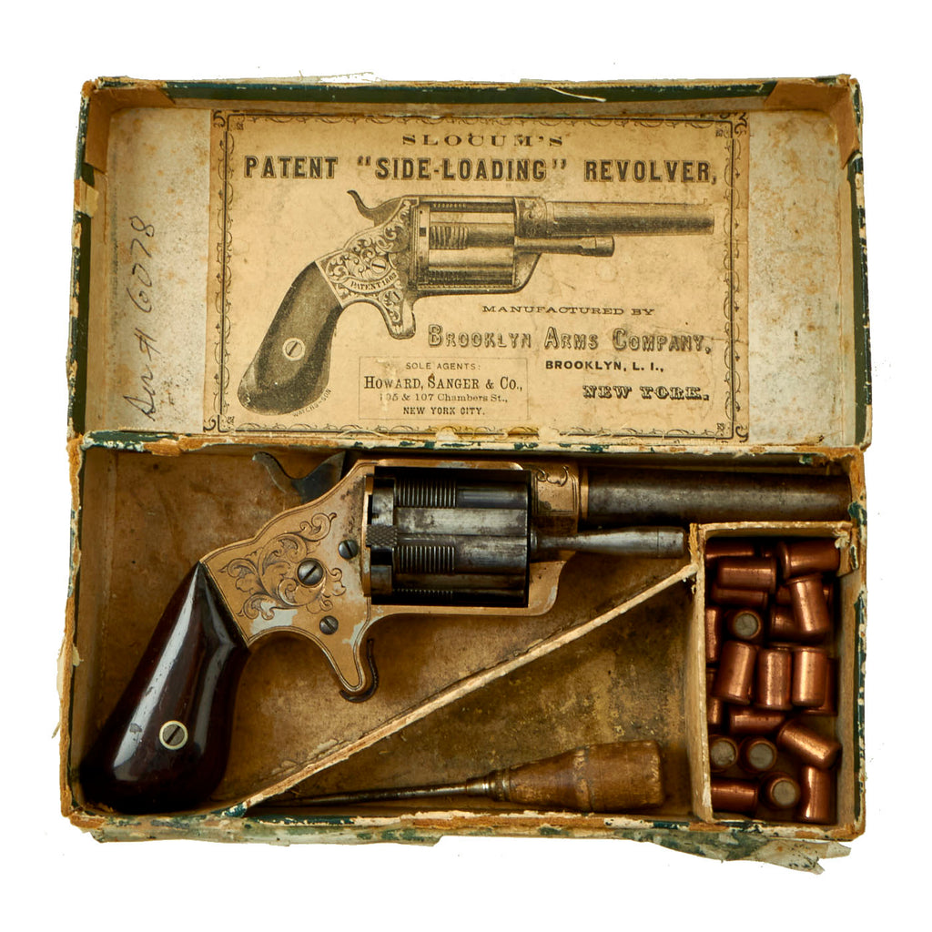 Original U.S. Civil War Slocum’s Patent “Side-Loading” .32 Revolver with Original Box Original Items