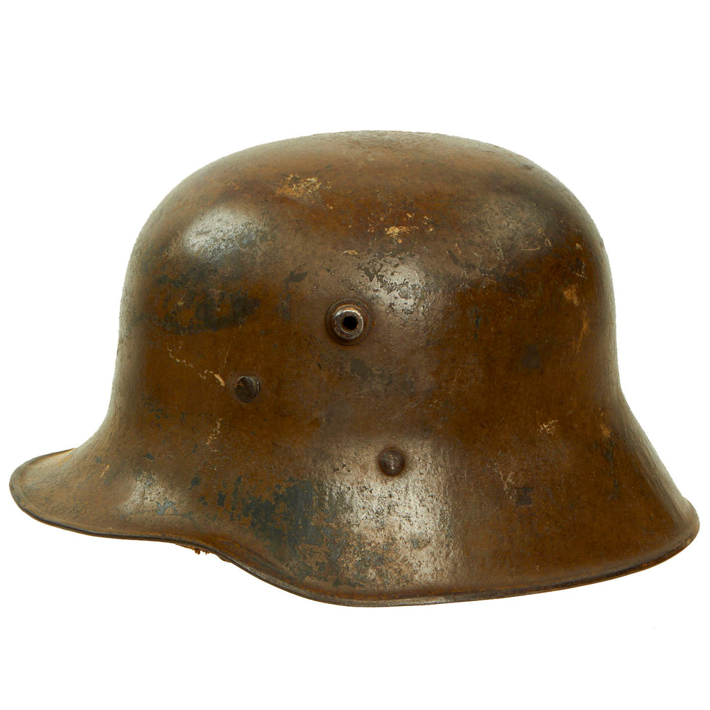 Original WWI Austro-Hungarian M17 Steel Helmet with Worn Liner & Chinstrap - Marked AW64 Original Items