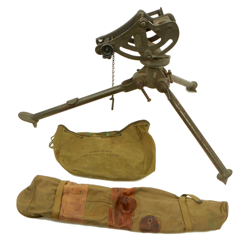 Original U.S. WWII Colt Browning M1917A1 .30 Caliber Machine Gun Tripod with Cradle and Covers - Dated 1941 Original Items