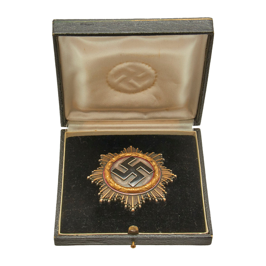 Original German WWII Cased Gold 1941 German Cross Award Metal Badge by C.F. Zimmerman Original Items