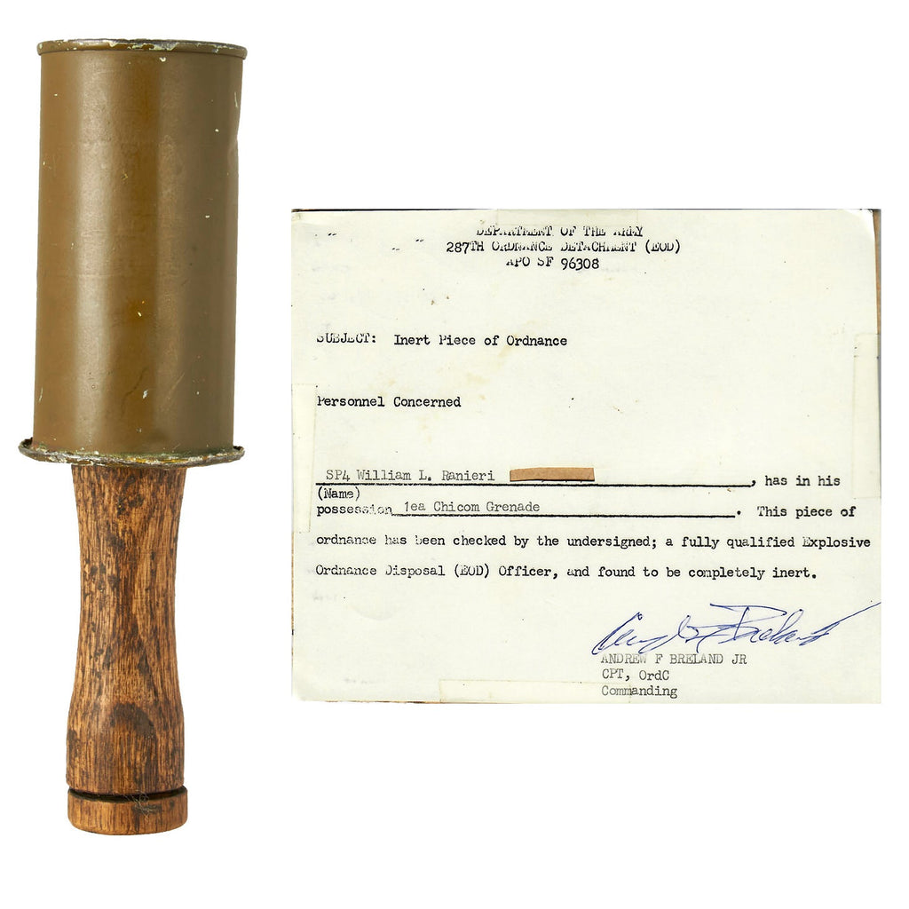 Original Vietnam War Viet Cong Improvised “Jungle Workshop” Tin Can  Grenade with Capture Paper - Inert Original Items