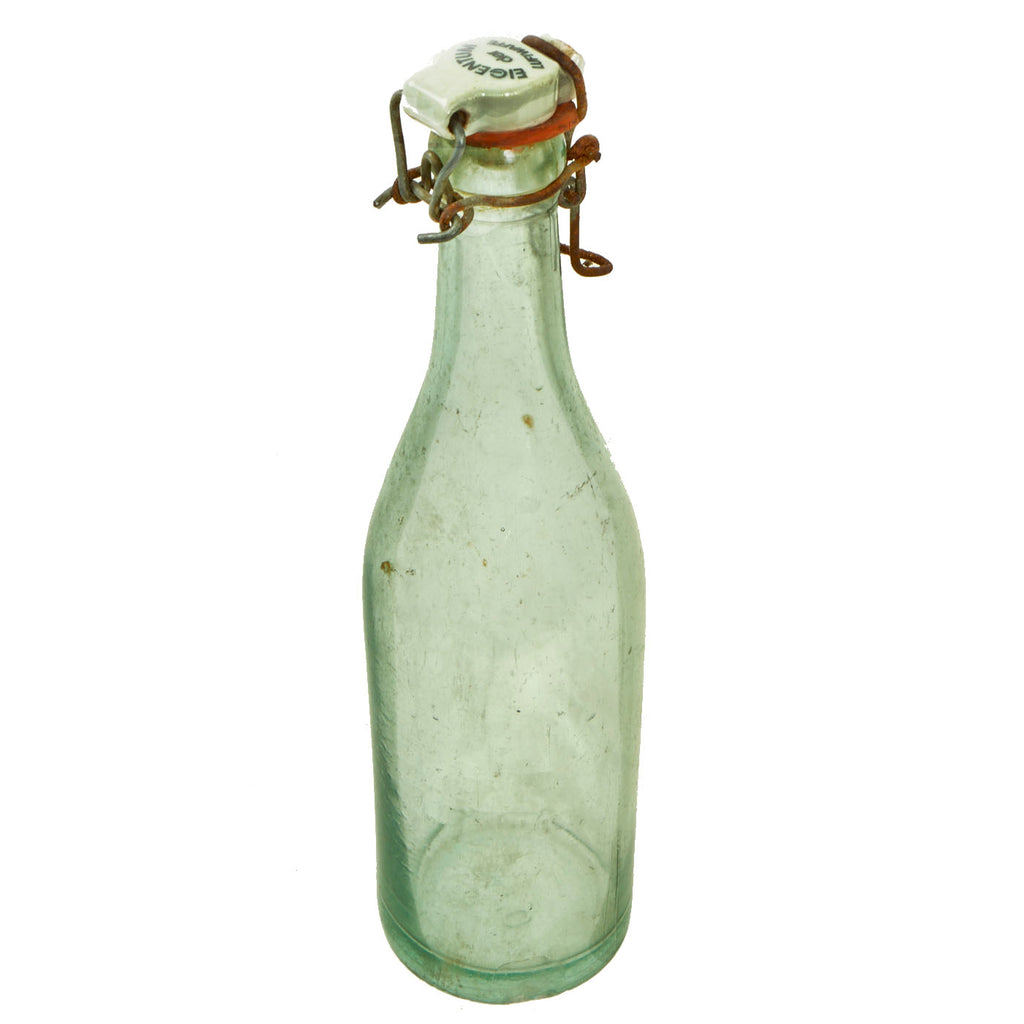 Original German WWII Luftwaffe Marked Clear Glass Beer or Wine Bottle - Marked Property of Luftwaffe Original Items