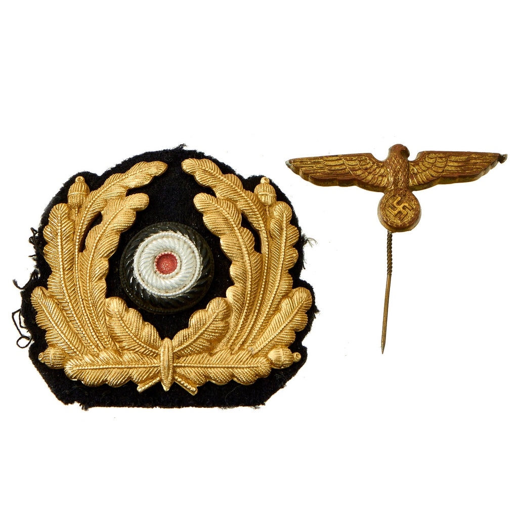 Original German WWII Kriegsmarine Navy NCO Cap Insignia Set - Eagle & Wreathed Cockade Original Items