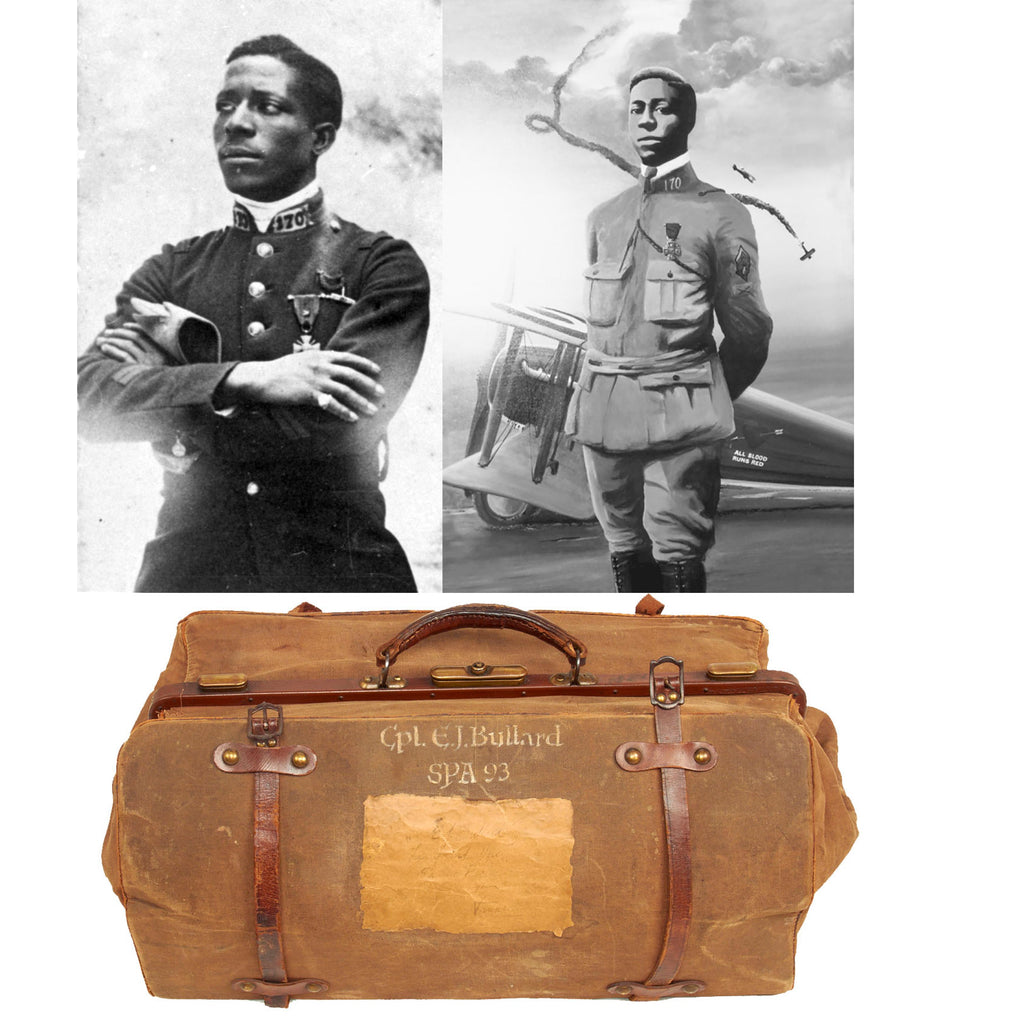 Original U.S. WWI World’s First African-American Fighter Pilot Eugene Bullard - Escadrille 93 the Black Swallow of Death - Officer Valise Bag Original Items