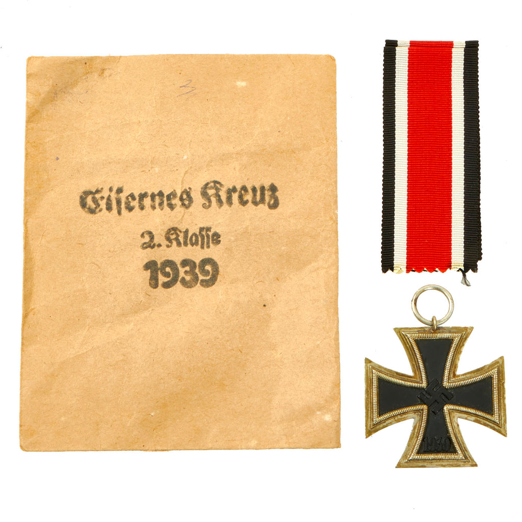 Original German WWII Wehrmacht Iron Cross 2nd Class 1939 by Hermann Wernstein with Ribbon in Paper Packet Original Items