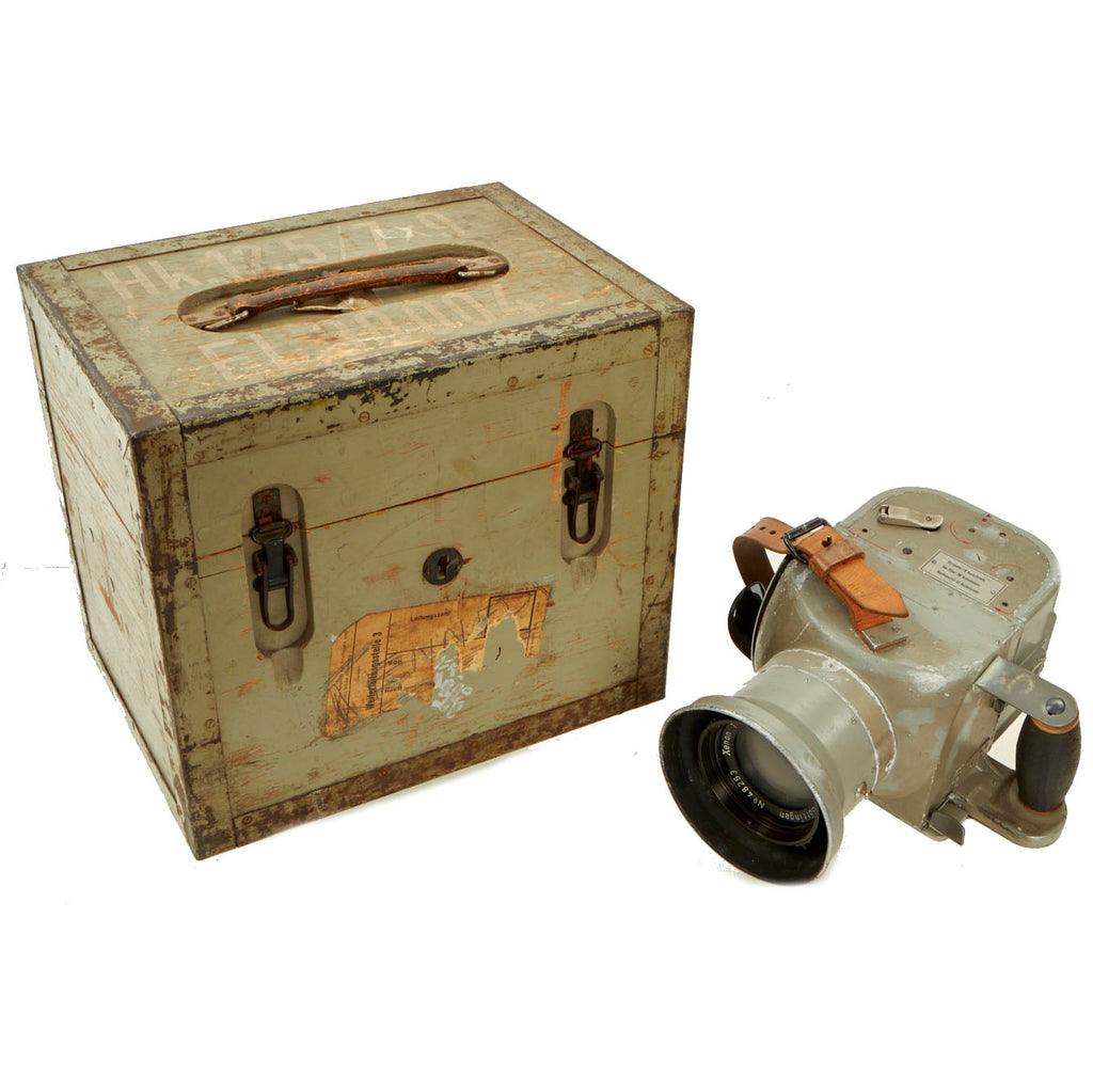 Original German WWII Luftwaffe Aerial Camera Handkammer Hk 12.5cm in Transit Chest with Bring Back Papers Original Items