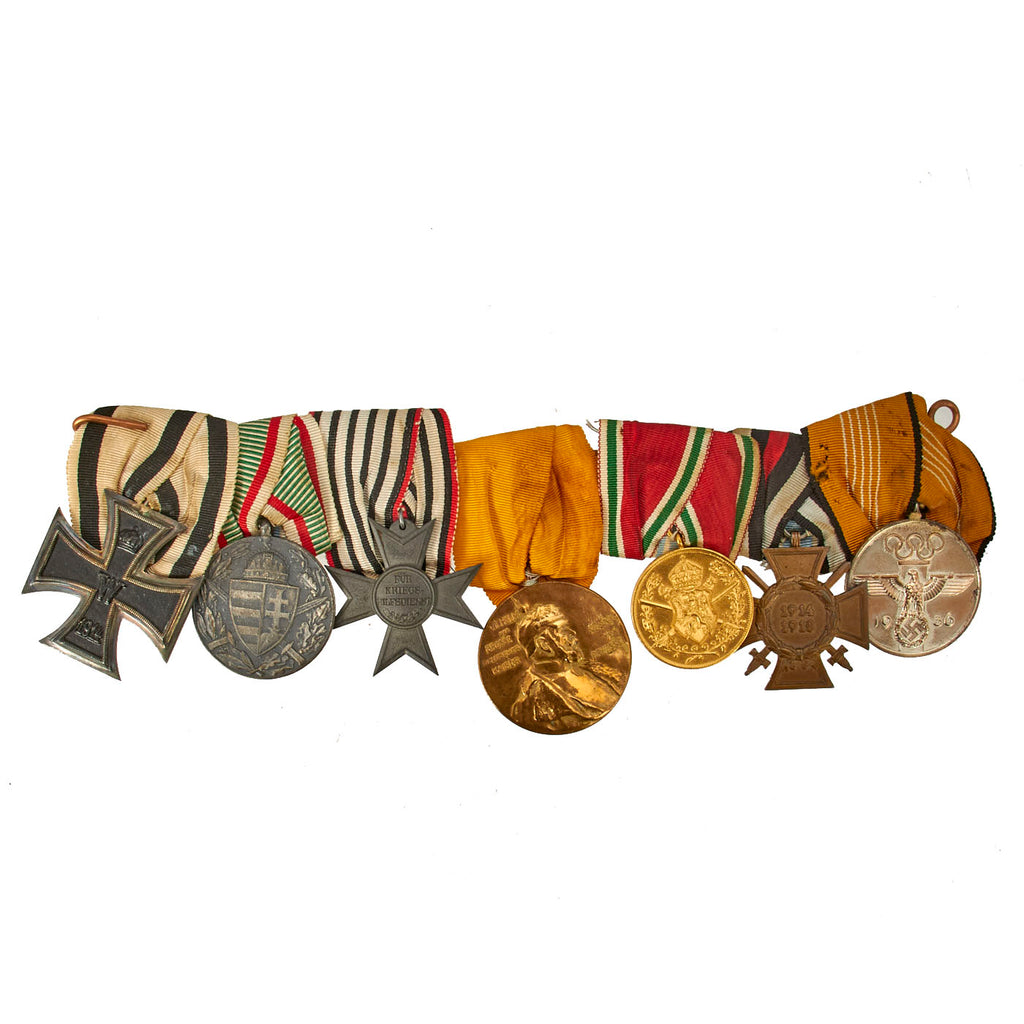 Original German WWI & WWII Era Medal Set with EKII, Hindenberg Cross, 1936 Olympics Medal & More - 7 Awards Original Items