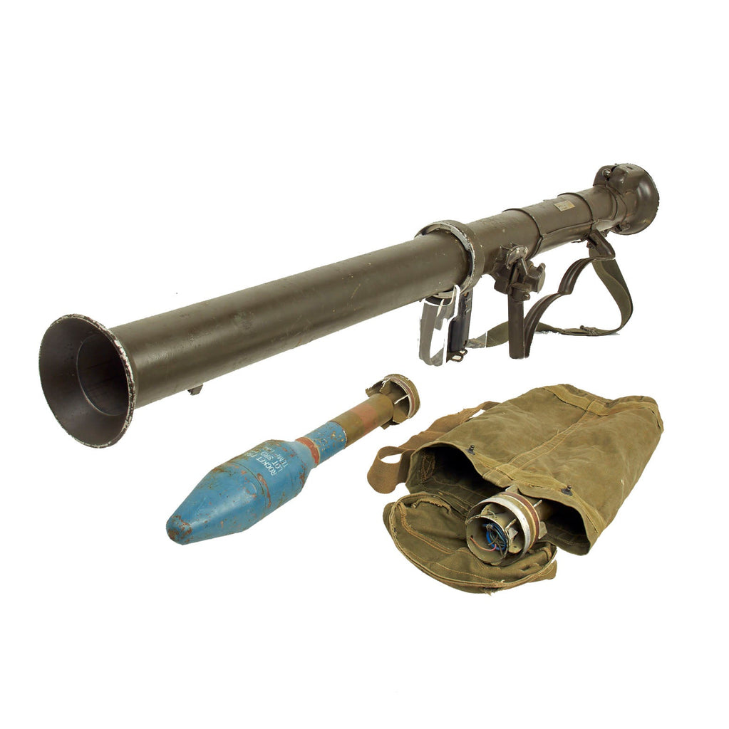 Original U.S. M20 A1B1 3.5 Inch Super Bazooka Rocket Launcher with INERT Practice Rounds and Carry Bag Original Items